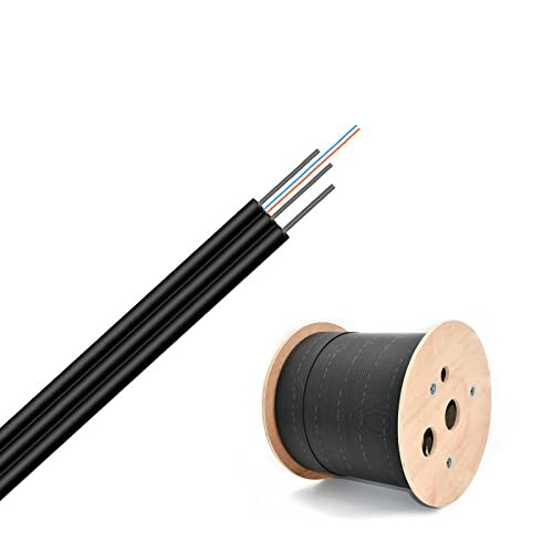 10Gtek FTTHケーブル シングル 光ファイバー 屋内屋外兼用 光ファイバードロップケーブル G657A1 シングルモード 2コア LSZHジャケット 300m/巻（1000フィート）耐候性強化 通信工事用