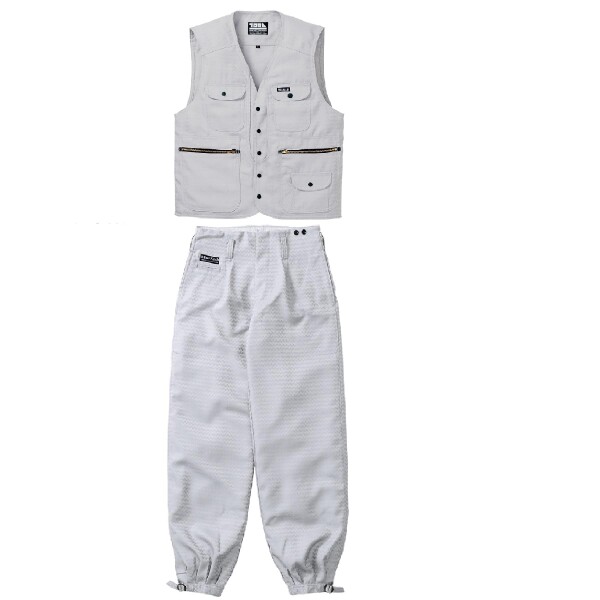 (寅壱) 寅一/7260シリーズ ベスト×ロングニッカ 7260s611414 トップス ニッカポッカ 作業ズボン 鳶服LL×W76cm 37：シルバー
