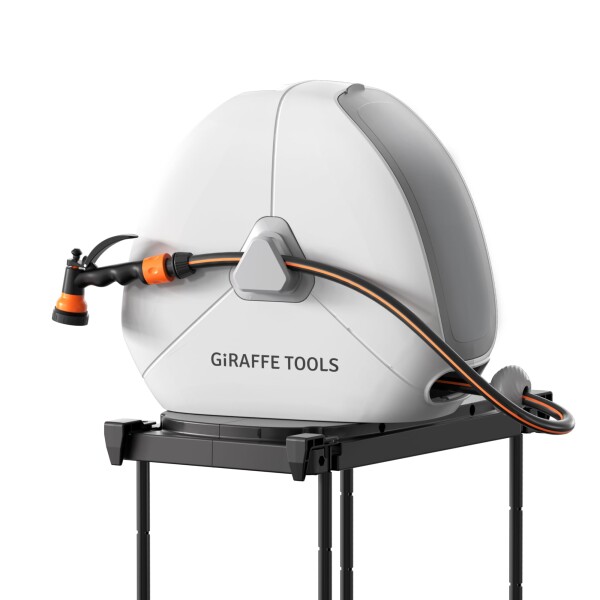 Giraffe Tools 自動巻き取り 散水ホースリール 25m耐荷重据置型設計 伸縮 ホース リール付き芝生・コンクリート対応 360°回転ベース7段階ノズル 園芸 花壇 ガーデニング 掃除 庭 洗車