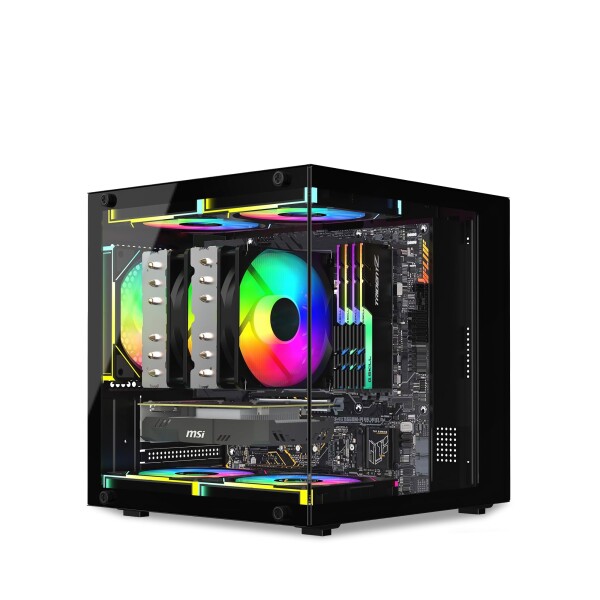 MOIKYIGI 超小型 MicroATX MiniITX PCケース 強化ガラス側板 コンパクトデスクトップケース (ブラック) 7,695円