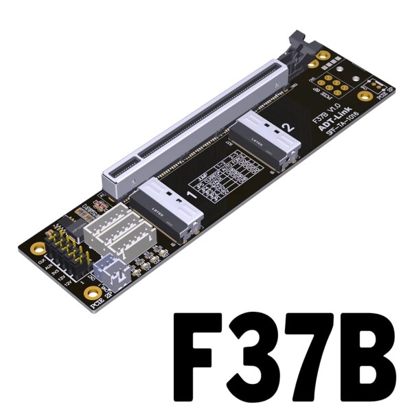JMT ADT-F36B-F37B-D8S PCI-e 4.0 X16 to X8 X8 MCIO 分岐アダプター ライザーカード 256G/bps スプリットエクステンダー SFF-TA-1016 電源ケーブル付き (100cm)_3