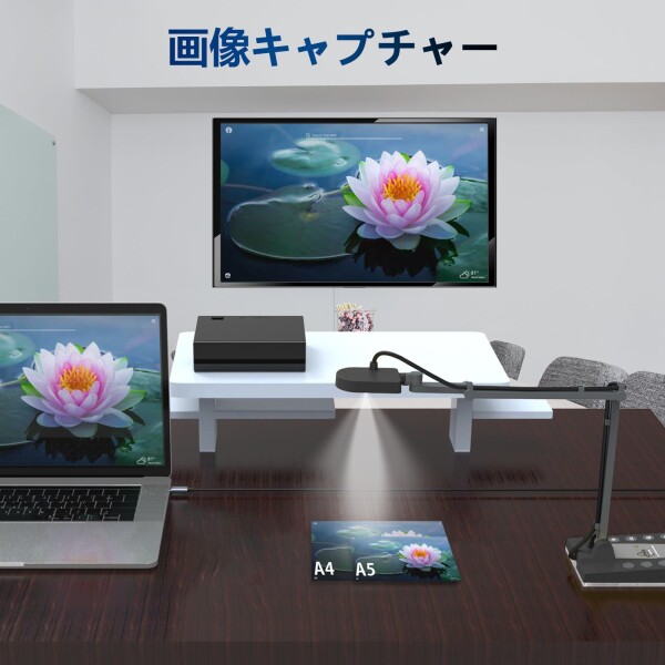 ActionRing 書画カメラ 4K 1500万画素 webカメラ プロジェクターに直接投影 ズーム機能 オートフォーカス 折りたたみ式 ポータブル 実物投影機 Win/Mac/ChromeBook用 プラグプレイ オンライン授業/_2