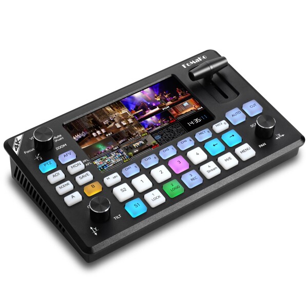 FoMaKo 4K ビデオミキサースイッチャー ライブプロダクションスイッチャー HDMI入力4個付き 4K60FPS入力 1080P60出力 USBビデオ録画 FHD 5.5インチ LCDスクリーン PVW PGM マルチカメラ制作 USB3.0 HDMIビ