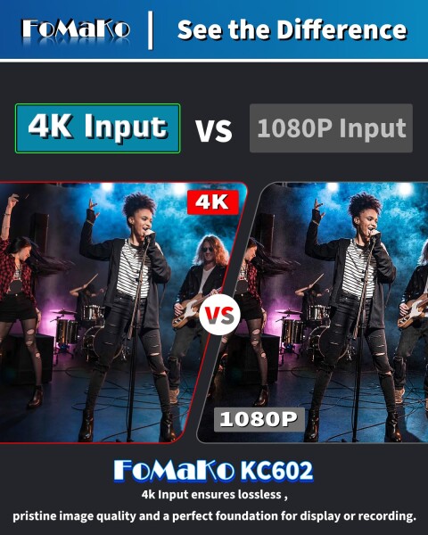 FoMaKo 4K ビデオミキサースイッチャー ライブプロダクションスイッチャー HDMI入力4個付き 4K60FPS入力 1080P60出力 USBビデオ録画 FHD 5.5インチ LCDスクリーン PVW PGM マルチカメラ制作 USB3.0 HDMIビ_2