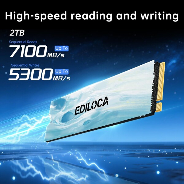 Ediloca SSD 2TB PCIe Gen 4.0 ×4 NVMe M.2 2280 最大7100MB/秒 3D NAND 内蔵SSD 高耐久 PS5動作確認済み_2