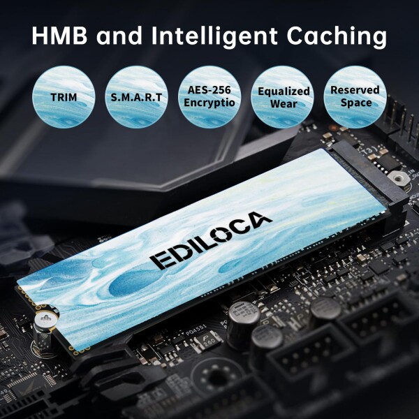 Ediloca SSD 2TB PCIe Gen 4.0 ×4 NVMe M.2 2280 最大7100MB/秒 3D NAND 内蔵SSD 高耐久 PS5動作確認済み_3