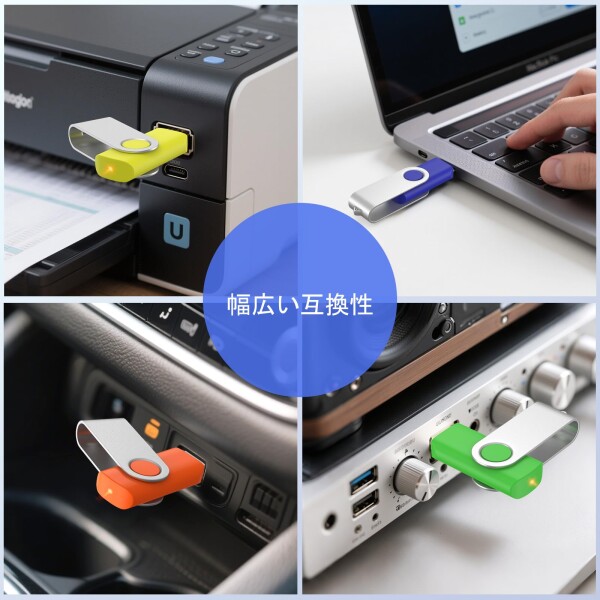 ABLAZE USBメモリ 8GB 20本セット USB2.0 スイベル式 フラッシュドライブ ストラップ付き データ保存用 カラーミックス 業務用（無地USBメモリ）_6