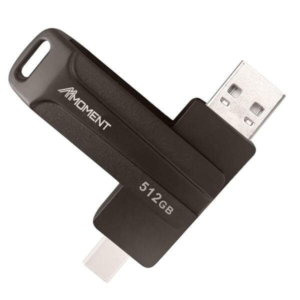 MMOMENT 512GB USBメモリ 2in1 OTG対応 Type-A &amp; Type-C 360度回転式 合金製