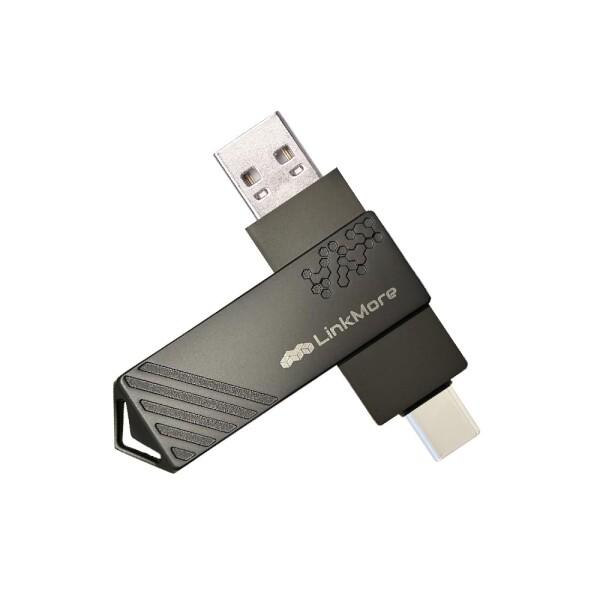LinkMore 512GB USBメモリ 2in1 OTG対応 Type-A &amp; Type-C 360度回転式 合金製
