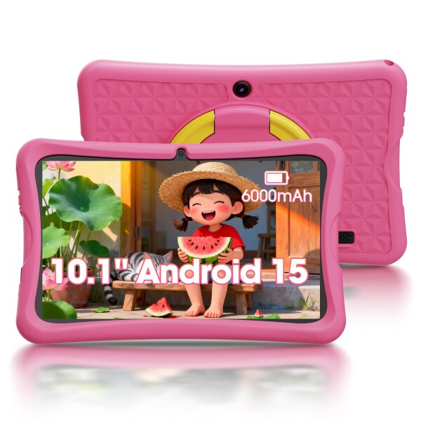 HCNCP 10.1インチHDスクリーンキッズタブレット、Android 15 キッズスペース&YouTube Kids 対応&iKids対応、4コアプロセッサ、6GB+32GB、事前インストールされた教育アプリ、子供用 知育アプリ使い