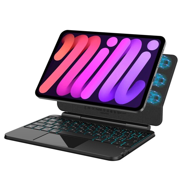 BETTDOW マジックキーボード 2024 Mini 7 A17 Pro 第7世代&amp;2021 Mini 6 第6世代8.3インチ対応 磁気キーボードケース Mini 第6/7世代通用 トラックパッド付き 7色バックライト付き 高感度磁気吸着 ケー