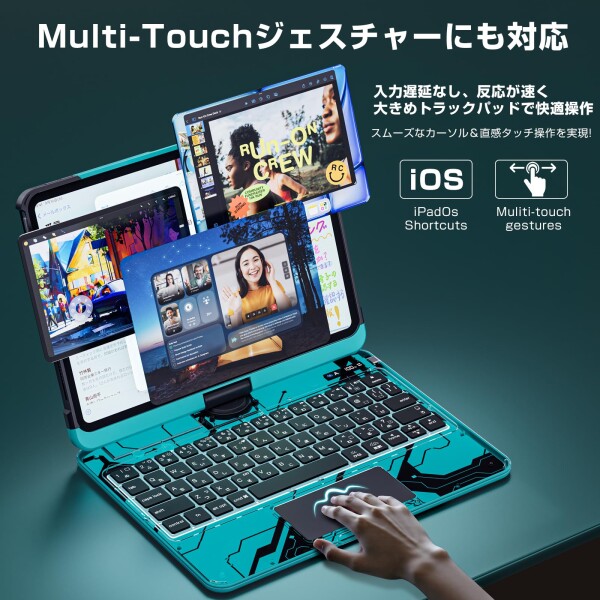 Sencela 2025新登場 iPad 10世代 / iPad 11（A16 2025年発売）対応 高精度・ 遅延なし 日本語配列キーボードケース 360度回転式 バックライト・ペンホルダー搭載 マジックキーボード オーロラブル_1