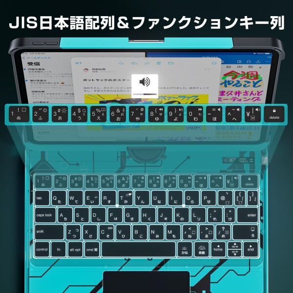 Sencela 2025新登場 iPad 10世代 / iPad 11（A16 2025年発売）対応 高精度・ 遅延なし 日本語配列キーボードケース 360度回転式 バックライト・ペンホルダー搭載 マジックキーボード オーロラブル_3
