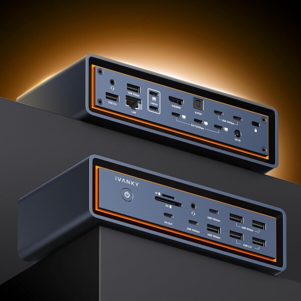 iVANKY FusionDock Max 2 Thunderbolt 5と互換性があります、23-in-1 Triple モニタードッキングステーション、120Gbpsドック for MacBook M1/M2/M3/M4 Pro/Max、6K@60Hz、HDMI、140W PD、10Gbps USB、2.5 GbE、SD/TF 4.0