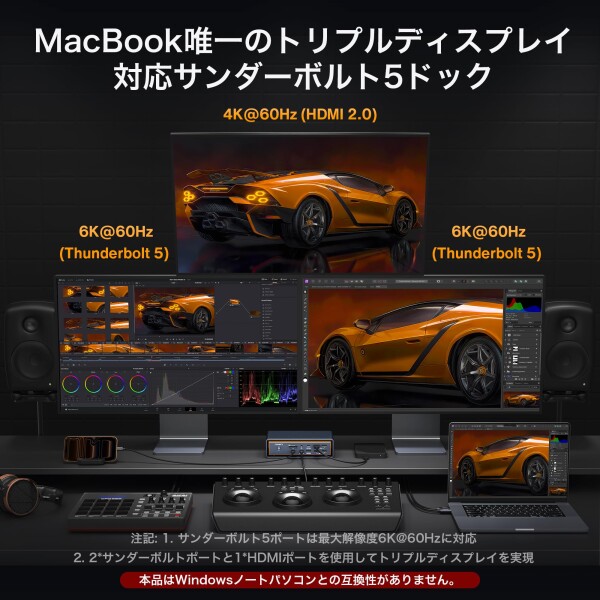 iVANKY FusionDock Max 2 Thunderbolt 5と互換性があります、23-in-1 Triple モニタードッキングステーション、120Gbpsドック for MacBook M1/M2/M3/M4 Pro/Max、6K@60Hz、HDMI、140W PD、10Gbps USB、2.5 GbE、SD/TF 4.0_2