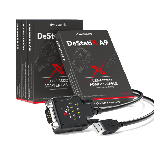dynattenik RS232 シリアル-USB 変換アダプター ESD保護 &amp; 9信号LED搭載 ? FTDI産業用コンバーター ? PC/Mac/Linux対応 ? 機械制御・自動化・開発用