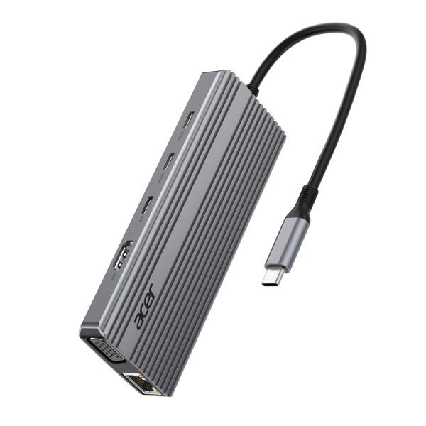 Acer USB C ハブドッキングステーション Type-C HDMI 変換アダプタ イーサネット搭載 HDMI 4K@60Hz / VGA 1080P / 2×USB-C 10Gbps / 3×USB-A/Micro SD/SD カードリーダー/PD 100W充電 USB タイプC ハブ PC ノートパソ
