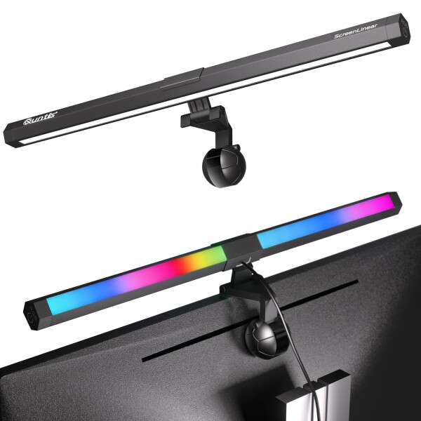 Quntis モニターライト 51cm バック照明 15種類色モード デスク用ライト 昼白色/昼光色/電球色 3段階調光 モニター掛け式 ゲーミング必須 デスク雰囲気作り 厚さ1〜3cmのモニター対応 Basic RGB