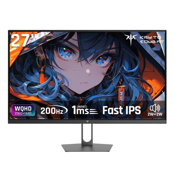 KTC 27インチゲーミングモニター WQHD (2560x1440) Fast IPS 200Hz (210OC可能)1ms(MPRT) 131%sRGB HDR400 低ブルーライト フリッカーフリー FreeSync & G-Sync対応 PS5対応 HDMI2.0×2 DP1.4×2 VESA 100*100 H27T22C-3
