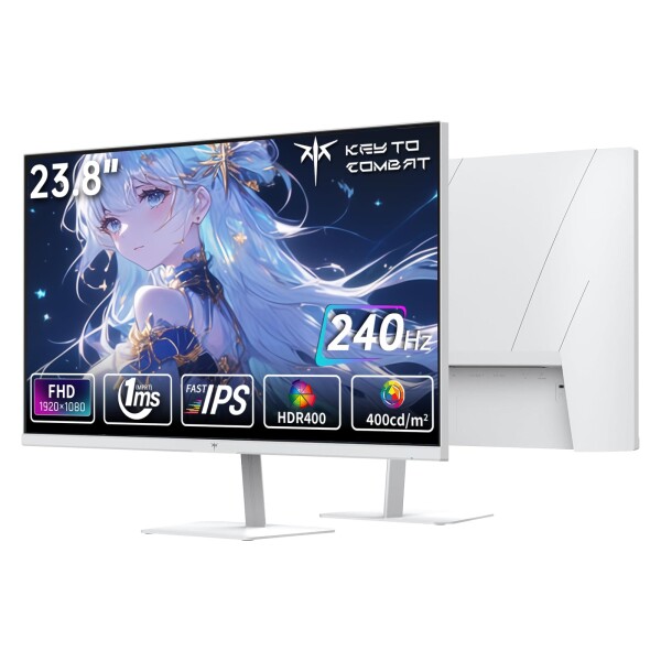 KEY TO COMBAT 23.8インチ FHD(1920*1080) 240Hz FAST IPSパネル 1ms HDR400 ゲーミングモニター ΔE2 DC調光 400cd/m? sRGB 111% 色域 FreeSync & G-Sync ブルーライト軽減 HDMI2.0*2 DP1.4*1 USB2.0 チルト可能 VESA 三年保証