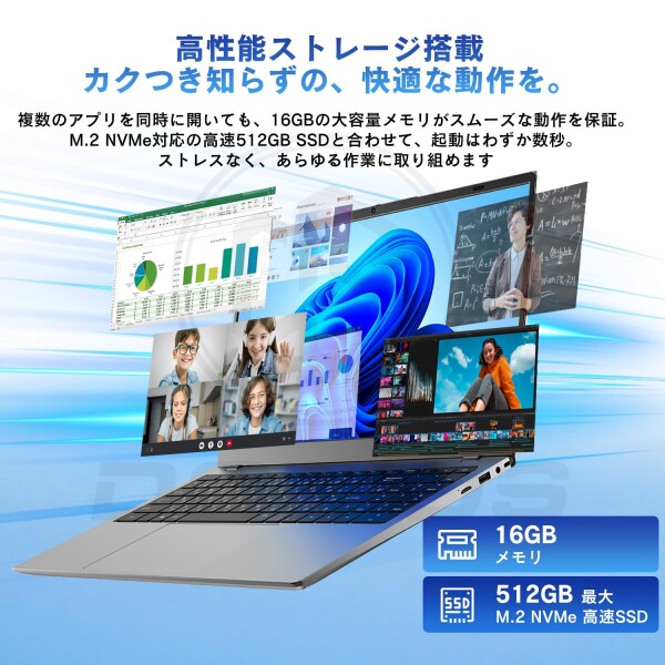 ノートパソコン 日本語キーボード Office 2024搭載 16GBメモリ 512GB Nvme SSD 第10世代 6500Y15.6インチ 1920×1080IPS液晶 Win11Pro ノートPC USB3.2/Type-C（PD）/webカメラ/高速 WIFI5/BT5.0/Micro SD オンライン授業_4