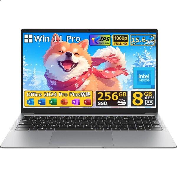 HYPERSTRIX ノートパソコン Office搭載 15.6型 Win11 Pro ノートPC Celeron プロセッサー メモリ 8GB SSD 256GB 1TBへ換装可 パソコン FHD対応 IPS液晶搭載 Webカメラ内蔵 Wi-Fi BT4.2 テンキー・英語キーボード