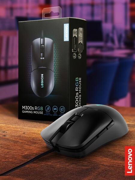 Lenovo Legion M300s RGB 有線ゲーミングマウス - 8,000 DPI 調整可能センサー 6つのプログラム可能なボタン & 2,000万回のクリックの耐久性 最適化された快適性 (ブラック)_1