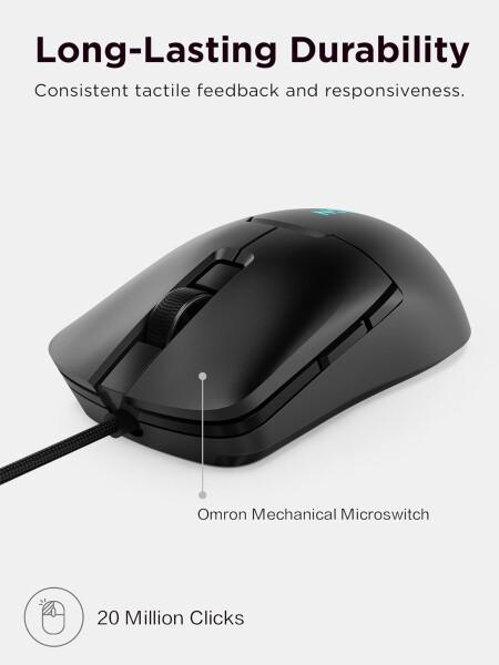 Lenovo Legion M300s RGB 有線ゲーミングマウス - 8,000 DPI 調整可能センサー 6つのプログラム可能なボタン & 2,000万回のクリックの耐久性 最適化された快適性 (ブラック)_6