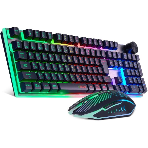 ワイヤレスゲーミングLEDキーボードマウスセット 109キーノッブドバックライト音量調節 RGB 無線 充電式 日本語配列 4段階DPI ps5 ps4 PC/Windows/Mac対応 日本語説明書付きCHONCHOW G312b