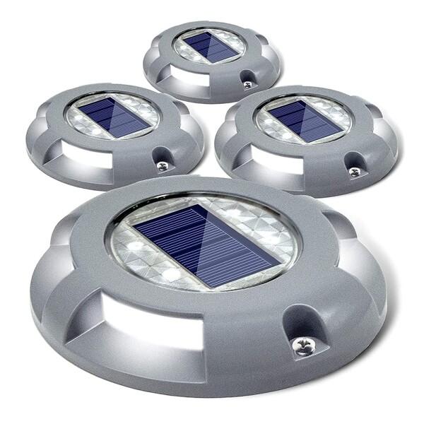 Siedinlar ガーデンライト 埋め込み式 ソーラーライト 屋外 防水 LED 金属製 デッキ 玄関 階段 足元 芝生 園芸 道路 駐車場 自動点灯 太陽光発電 白色光 4個セット