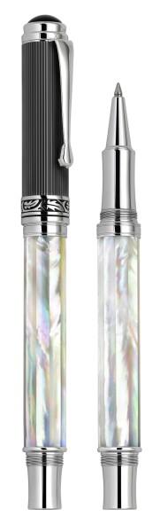 Xezo Maestro ハンドメイドローラーボールペン、細字。玉虫色 海洋起源 ホワイトマザーオブパール ダイヤモンドのようなカーボンPVD。シリアル化済み、ペン2本同様ではありません_1