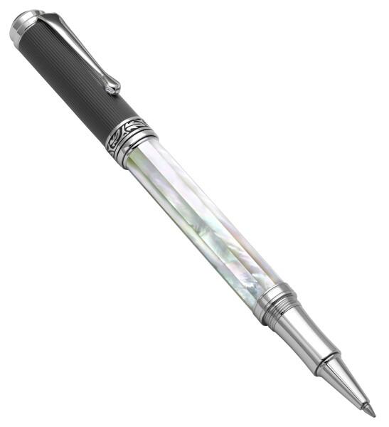 Xezo Maestro ハンドメイドローラーボールペン、細字。玉虫色 海洋起源 ホワイトマザーオブパール ダイヤモンドのようなカーボンPVD。シリアル化済み、ペン2本同様ではありません_2