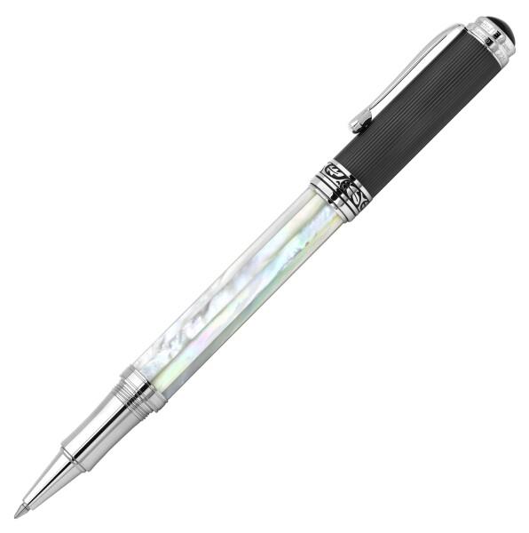 Xezo Maestro ハンドメイドローラーボールペン、細字。玉虫色 海洋起源 ホワイトマザーオブパール ダイヤモンドのようなカーボンPVD。シリアル化済み、ペン2本同様ではありません_3