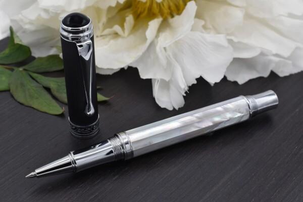 Xezo Maestro ハンドメイドローラーボールペン、細字。玉虫色 海洋起源 ホワイトマザーオブパール ダイヤモンドのようなカーボンPVD。シリアル化済み、ペン2本同様ではありません_5