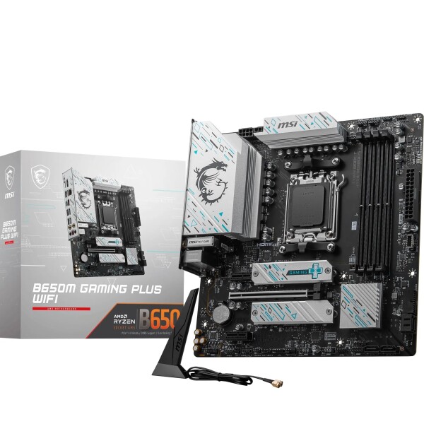 MSI B650M GAMING PLUS WIFI Motherboard, mATX - Supports AMD Ryzen 7000 Series Processors, AM5 - DDR5 Memory Boost 7800+ MHz/OC, PCIe 4.0 x16, M.2 Gen4, Wi-Fi 6E
