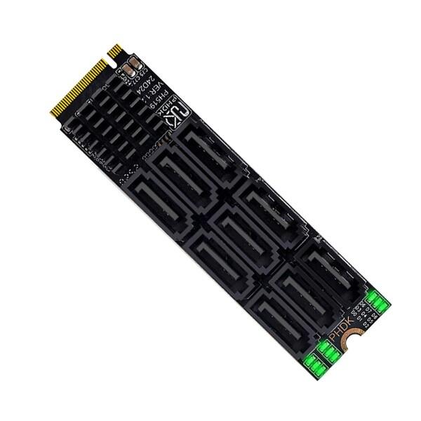 NGFF NVME M-Key PCI Express M.2 NGFF - 9ポート SATA 3.0 6Gbps アダプタコンバータ ハードドライブ拡張カード 2280 NASコンピュータ用 (9ポート)
