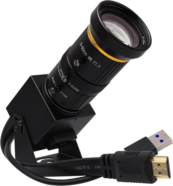HDMI USB Camera 4K 60FPS ウェブカム USB3.0 10倍光学ズーム 5-50mmマニュアルフォーカスズームカメラ 2倍デジタルズーム ウェブカム パソコンカメラ ストリーミング ウェブカム ビデオ会議/授業