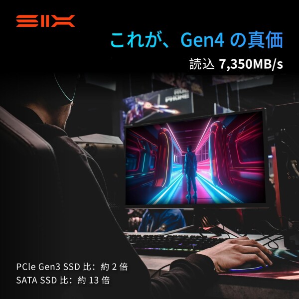SIX NVMe M.2 SSD 1TB PCIe Gen4x4，PS5メモリー拡張対応/ヒートシンク付 最大読込7350MB/s M.2 2280 デスクトップ/ノートPC用 ゲーミングSSD_3