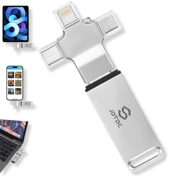 JSL JDTDC iPhone USBメモリ 256GB4in1 USBフラッシュドライブ &amp; メモリースティック 大容量 外部ストレージ ライトニング/Type-C/USB3.0/Micro USB 全デバイス対応 写真 動画 連絡先 整理 保存 容量不足