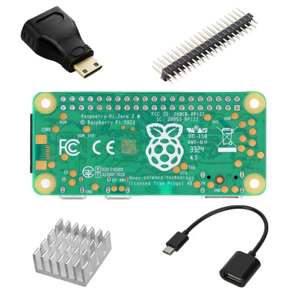 Vesonn Raspberry pi zero 2W キット日本技適取得済 ラズベリーパイzero 2W 開発ボード/USB-OTGケーブル/ヒートシンク/2*20ピン/ミニHDoutアダプター ラズベリーパイゼロ 2Wセット ラズパイ初心者 電子