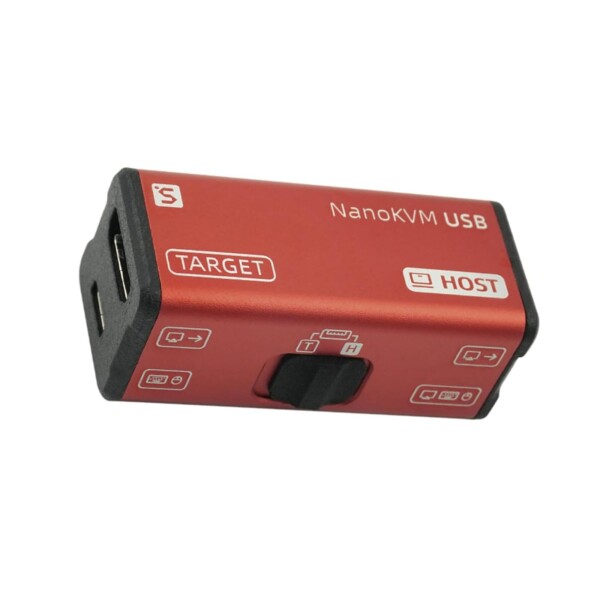 WayPonDEV Sipeed NanoKVM-USB 指サイズ 4K USB KVM キャプチャーボード ブラウザ直操作 マルチデバイス管理ツール HDMIループスルー対応 サーバー/SBC/PC メンテナンス用 ファイル転送機能付き （赤