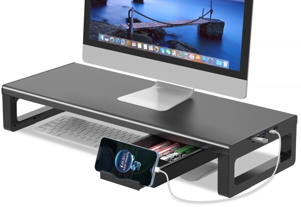 EAYHM 管する台 USB2.0/3.0資料移らす付き添い人 机上台 USB/TYPE-C申し受ける付き添い人 見せびらかす 台 抽き出しとスマホホルダー付き添い人 マイコン 台 管する照明ランプ 印刷者/iMac/経口避妊薬マイコンに適