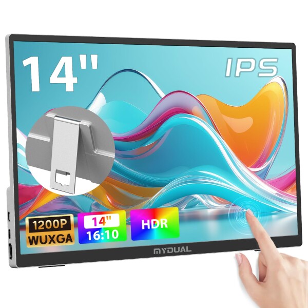 MyDual 14インチモバイルモニター タッチ アルミ合金 壁掛け対応 1920