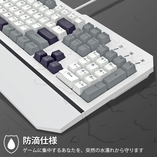 Redragon K558 ゲーミングキーボード 有線 メカニカル 銀軸 スピードリニア フルサイズ テンキー付き 英語配列 RGBバックライト PBTキーキャップ Nキーロールオーバー リストレスト付き USB接_7