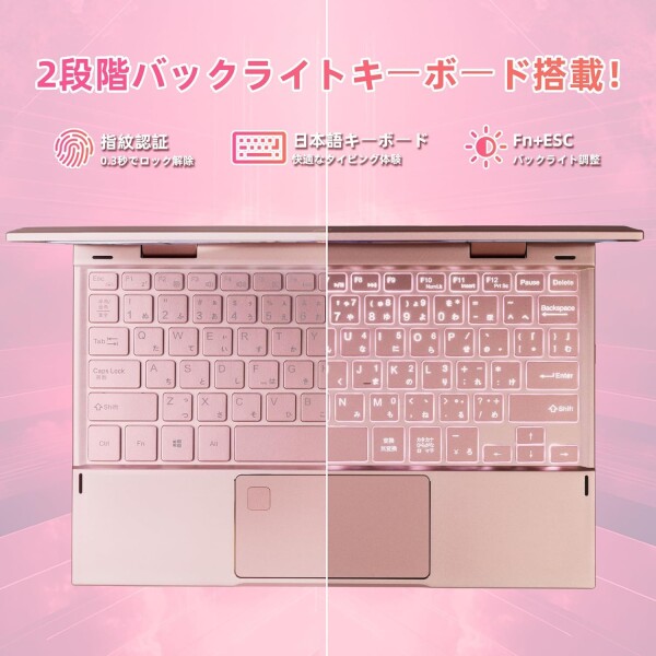 BINTEC2-in-1ノートパソコン Office2024 /10.95インチ 軽量 インテルN95（最大3.4GHz) 12GB DDR5/laptop/2000*1200 タッチパネル/360度回転/指紋認証/Windows11/タブレットPC/バックライト/Wi-Fi5& Bluetooth/初心者向_2