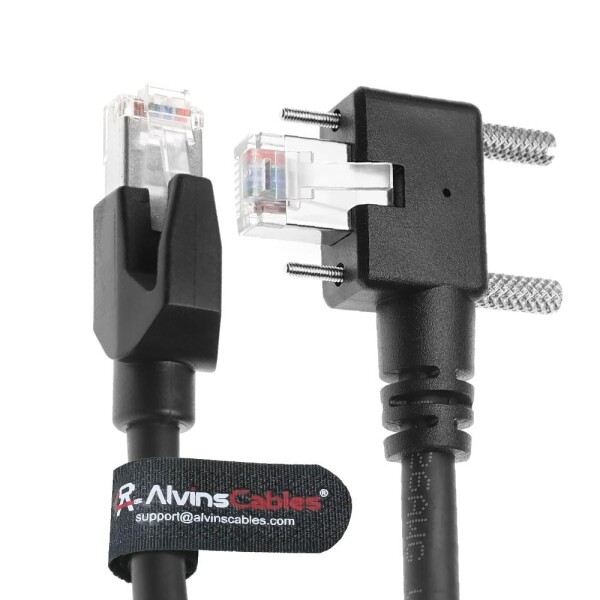 Alvin's Cables RJ45 スクリューロック CAT6A 高柔軟 LANケーブル 工業用Ethernetケーブル GigE Vision/PoE対応 Cognex Keyence Basler対応 ロボット・FA設備向け 10m 左向き