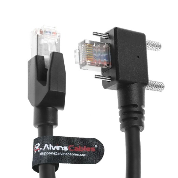 Alvin's Cables RJ45 スクリューロック CAT6A 高柔軟 LANケーブル 工業用Ethernetケーブル GigE Vision/PoE対応 Cognex Keyence Basler対応 ロボット・FA設備向け 10m 右向き