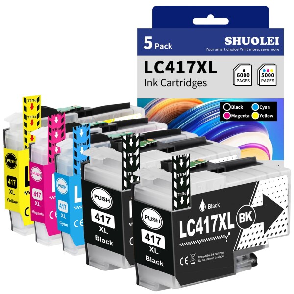 LC417XL-5PK 4色セット 2黒 (大容量/最新ICチップ/残量表示対応) ブラザー Brother プリンター用 (LC417XLBK・LC417XLC・LC417XLM・LC417XLY) 対応機種: MFC-J7600CDW/J7500CDW/J5800CDW/HL-J7010CDW 全色?料インク