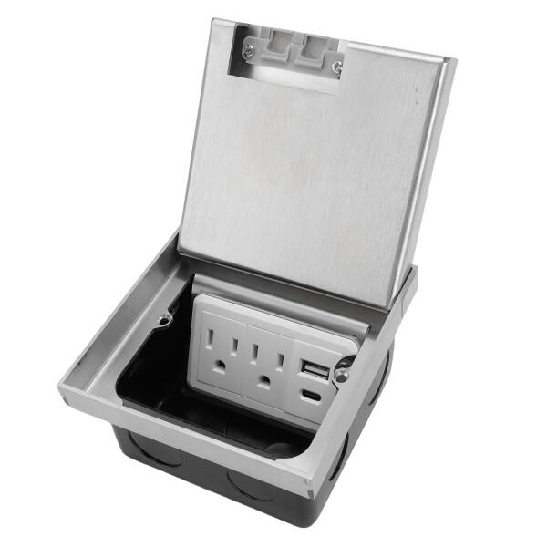 Asixxsix 埋め込み式床アウトレット、デュアル3プロングアウトレットUSB AUSB Cポートを備えた埋め込み床電気アウトレットキット、カーペットタイル用のウォータープルーフレセプタクル
