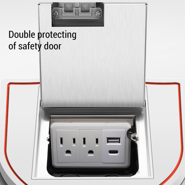 Asixxsix 埋め込み式床アウトレット、デュアル3プロングアウトレットUSB AUSB Cポートを備えた埋め込み床電気アウトレットキット、カーペットタイル用のウォータープルーフレセプタクル_4